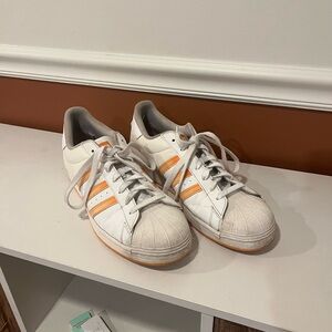 Adidas Superstars - White and Orange Sneakers